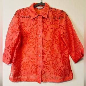 Allison Daley Coral Floral Blouse